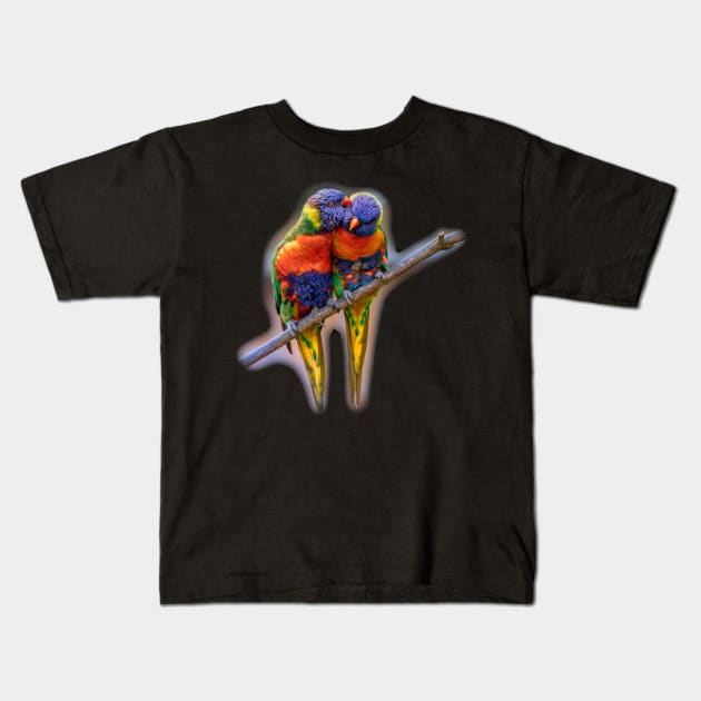 Kissing Parrots Kids T-Shirt by julyperson